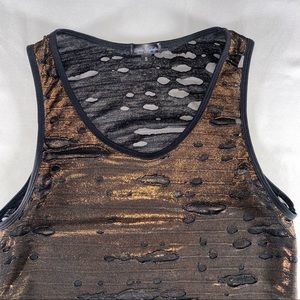 Eddie Valentin Designer Tank Top Bronze Acid Sheer Distressed